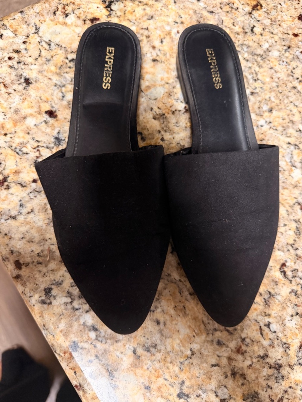 Express Black Pointed Slip-On Mules